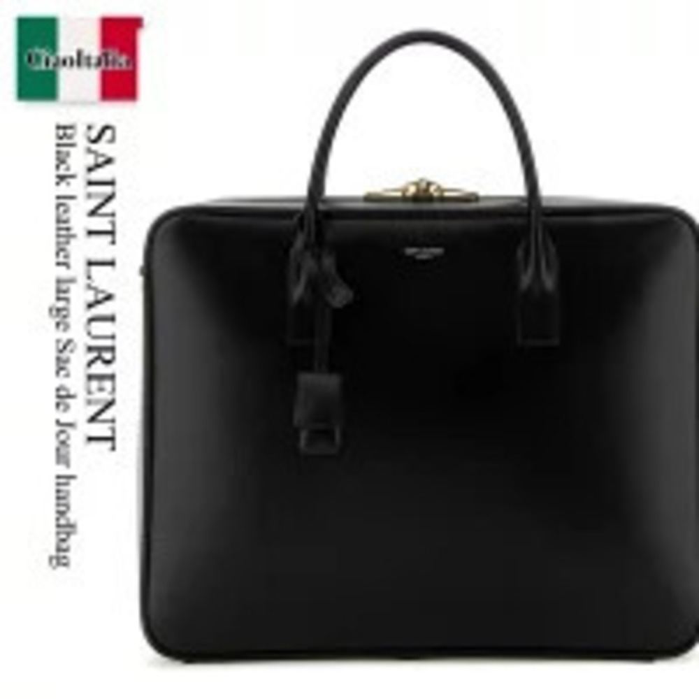 Saint Laurent Bag Handbag Black Leather Sac De Jour Business Attache Case